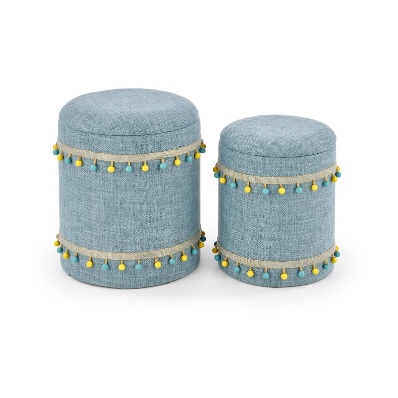 'GRADO Set of 2 Poufs, Light Blue' 'GRADO Set of 2 Poufs, Light Blue'