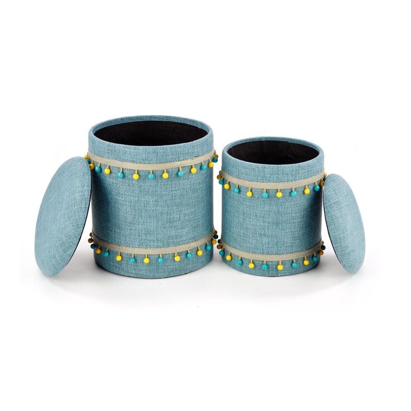 'GRADO Set of 2 Poufs, Light Blue' 'GRADO Set of 2 Poufs, Light Blue'