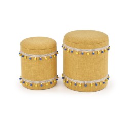 'GRADO Set of 2 Poufs, Yellow'