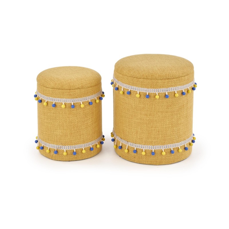'GRADO Set of 2 Poufs, Yellow' 'GRADO Set of 2 Poufs, Yellow'