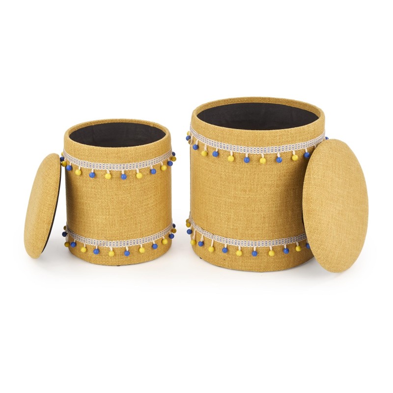 'GRADO Set of 2 Poufs, Yellow' 'GRADO Set of 2 Poufs, Yellow'