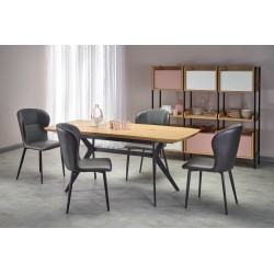 'GUSTAVO Extendable Table Top - Golden Oak, Legs - Black' 'GUSTAVO Extendable Table Top - Golden Oak, Legs - Black'