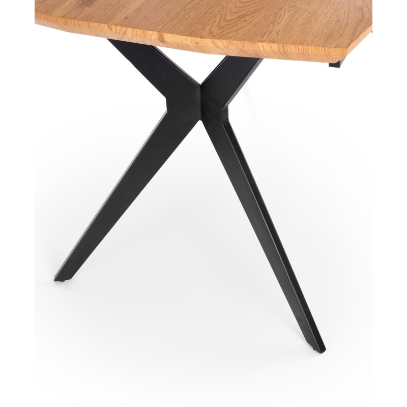 'GUSTAVO Extendable Table Top - Golden Oak, Legs - Black' 'GUSTAVO Extendable Table Top - Golden Oak, Legs - Black'