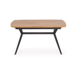 'GUSTAVO Extendable Table Top - Golden Oak, Legs - Black' 'GUSTAVO Extendable Table Top - Golden Oak, Legs - Black'