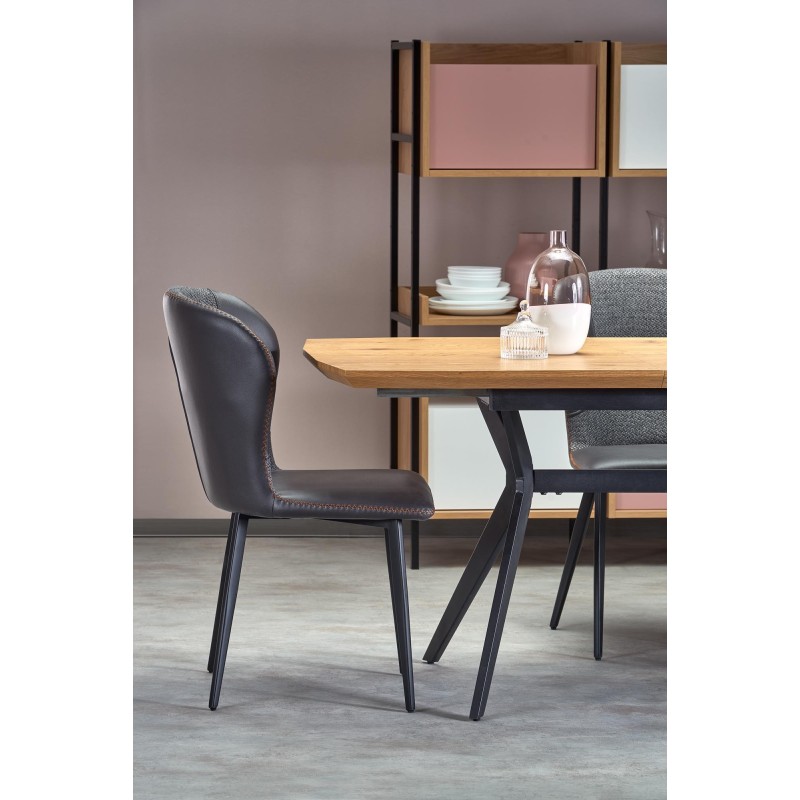 'GUSTAVO Extendable Table Top - Golden Oak, Legs - Black' 'GUSTAVO Extendable Table Top - Golden Oak, Legs - Black'