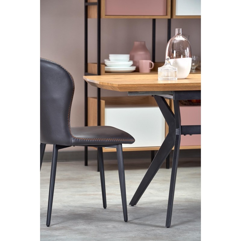 'GUSTAVO Extendable Table Top - Golden Oak, Legs - Black' 'GUSTAVO Extendable Table Top - Golden Oak, Legs - Black'