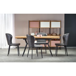 'GUSTAVO Extendable Table Top - Golden Oak, Legs - Black' 'GUSTAVO Extendable Table Top - Golden Oak, Legs - Black'