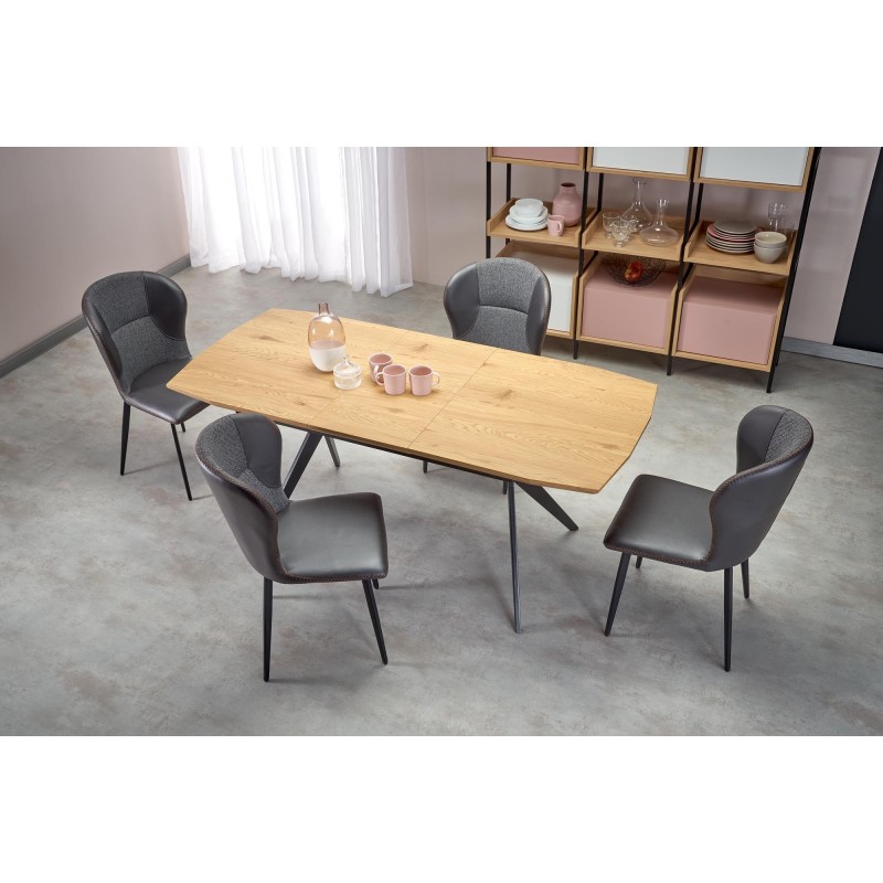 'GUSTAVO Extendable Table Top - Golden Oak, Legs - Black' 'GUSTAVO Extendable Table Top - Golden Oak, Legs - Black'