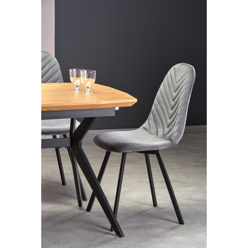 'GUSTAVO Extendable Table Top - Golden Oak, Legs - Black' 'GUSTAVO Extendable Table Top - Golden Oak, Legs - Black'
