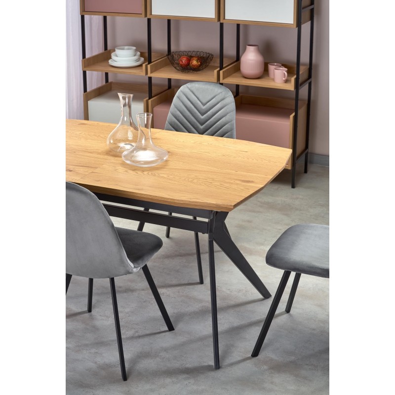 'GUSTAVO Extendable Table Top - Golden Oak, Legs - Black' 'GUSTAVO Extendable Table Top - Golden Oak, Legs - Black'