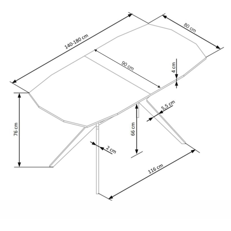 'GUSTAVO Extendable Table Top - Golden Oak, Legs - Black' 'GUSTAVO Extendable Table Top - Golden Oak, Legs - Black'