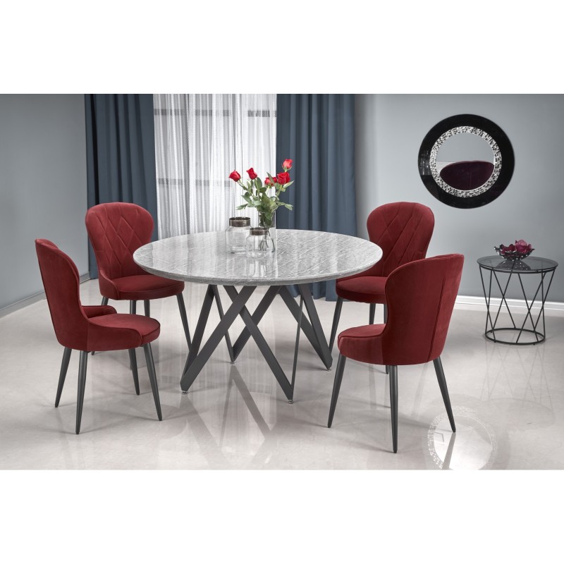 'GUSTIMO Round Table, Top - Ash Grey Marble, Frame - Black' 'GUSTIMO Round Table, Top - Ash Grey Marble, Frame - Black'