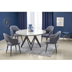 'GUSTIMO Round Table, Top - Ash Grey Marble, Frame - Black' 'GUSTIMO Round Table, Top - Ash Grey Marble, Frame - Black'