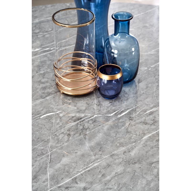 'GUSTIMO Round Table, Top - Ash Grey Marble, Frame - Black' 'GUSTIMO Round Table, Top - Ash Grey Marble, Frame - Black'