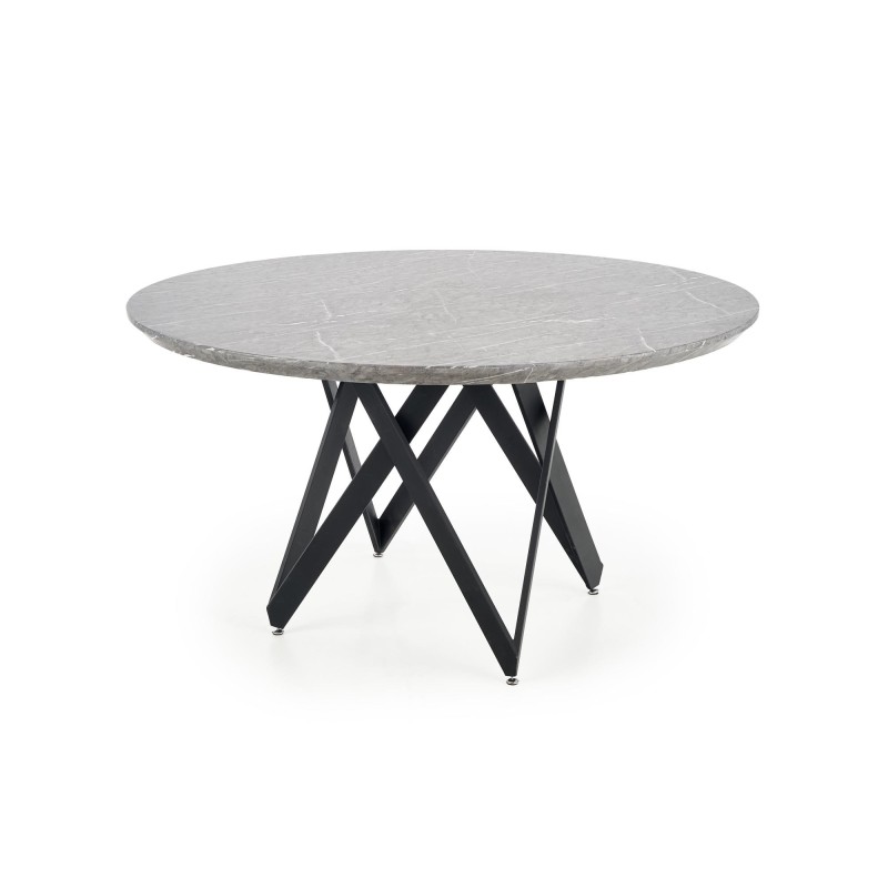 'GUSTIMO Round Table, Top - Ash Grey Marble, Frame - Black' 'GUSTIMO Round Table, Top - Ash Grey Marble, Frame - Black'