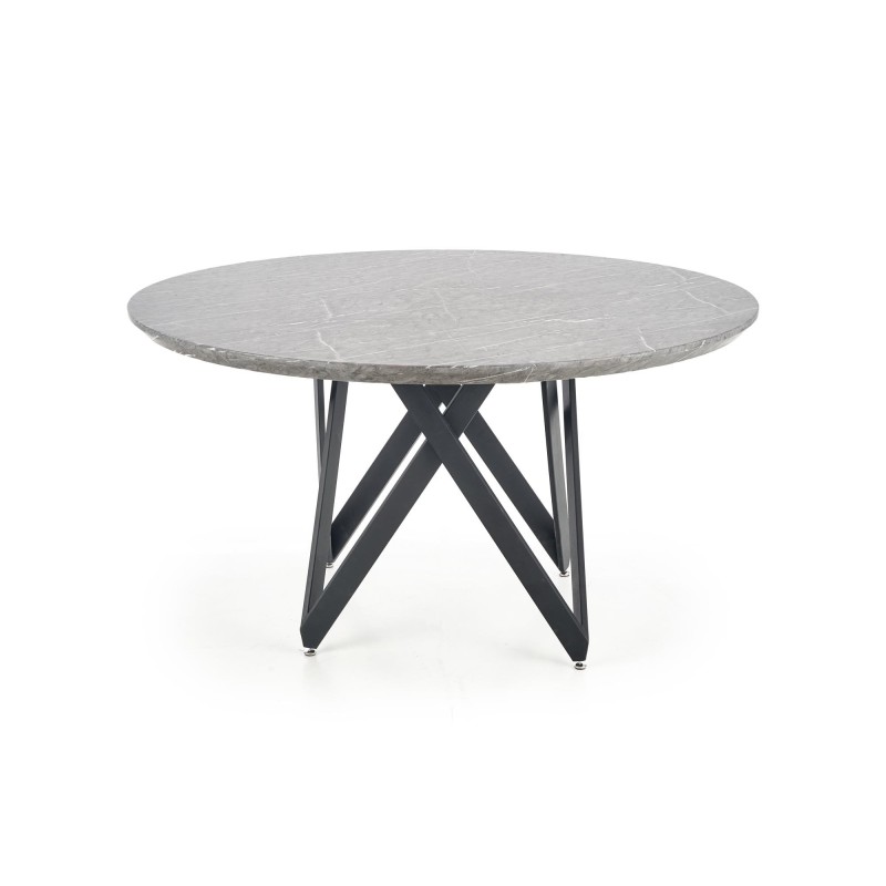 'GUSTIMO Round Table, Top - Ash Grey Marble, Frame - Black' 'GUSTIMO Round Table, Top - Ash Grey Marble, Frame - Black'