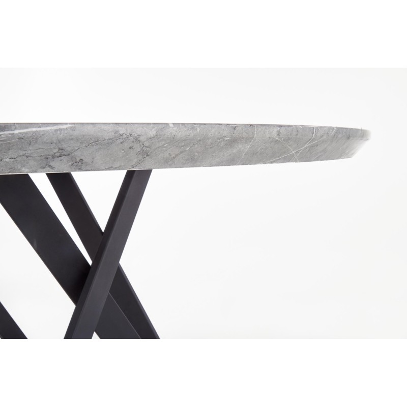 'GUSTIMO Round Table, Top - Ash Grey Marble, Frame - Black' 'GUSTIMO Round Table, Top - Ash Grey Marble, Frame - Black'