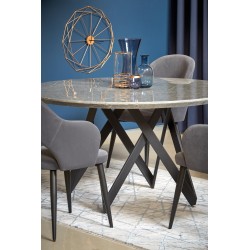 'GUSTIMO Round Table, Top - Ash Grey Marble, Frame - Black' 'GUSTIMO Round Table, Top - Ash Grey Marble, Frame - Black'