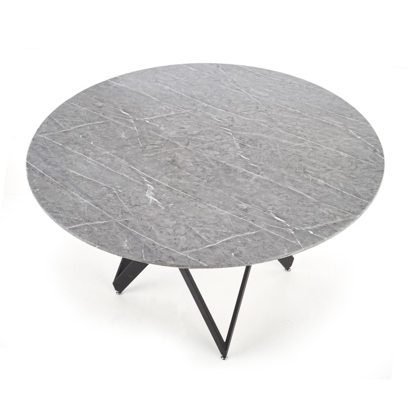 'GUSTIMO Round Table, Top - Ash Grey Marble, Frame - Black' 'GUSTIMO Round Table, Top - Ash Grey Marble, Frame - Black'