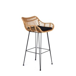 'H105 Natural / Black Bar Stool'