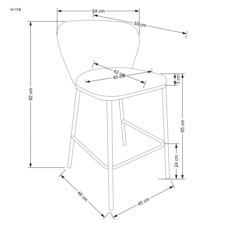'H119 Cream Bar Stool' 'H119 Cream Bar Stool'