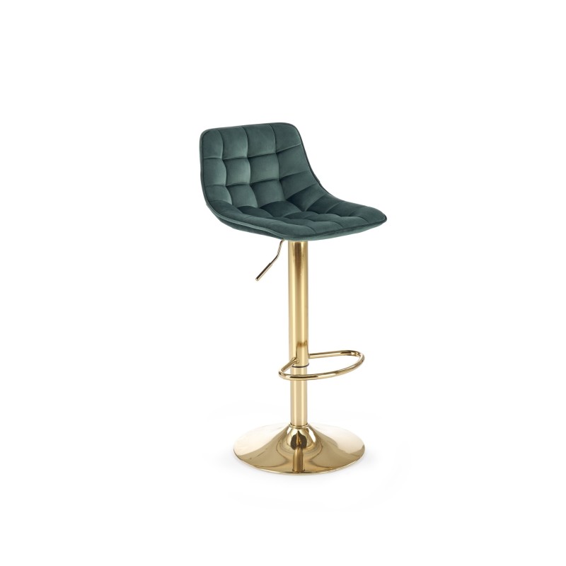 'H120 Bar Stool with Gold Legs and Dark Green Seat'