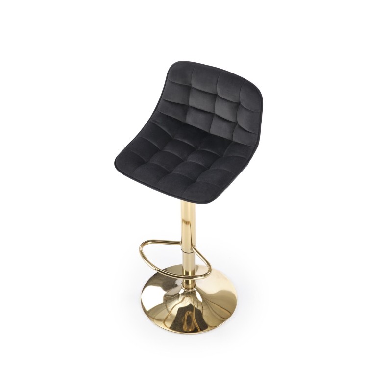 'H120 Bar Stool with Gold Legs and Black Seat' 'H120 Bar Stool with Gold Legs and Black Seat'