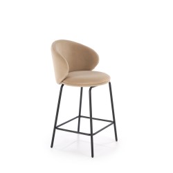'H121 Bar Stool - Black Legs, Beige Seat'