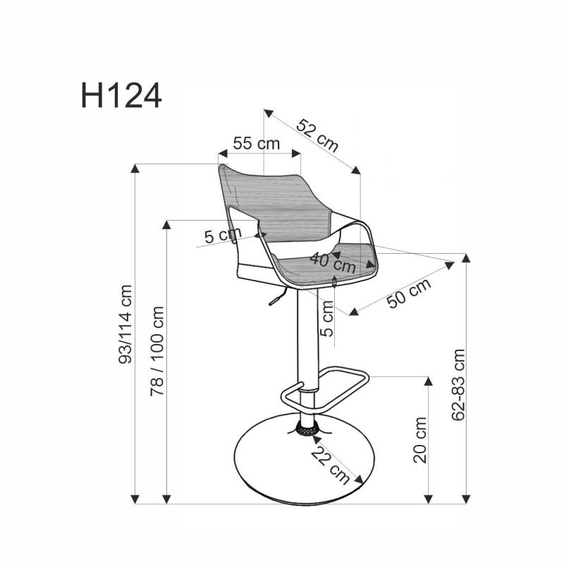 'H124 Black / Walnut Bar Stool' 'H124 Black / Walnut Bar Stool'
