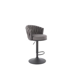 'H125 Bar Stool, Legs - Black, Seat - Ash Grey'