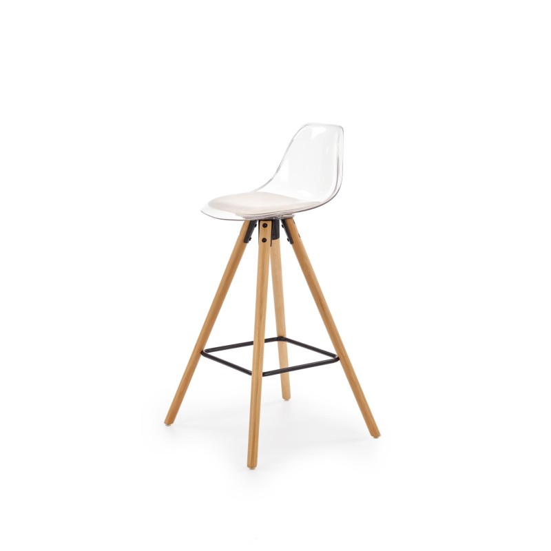 'H91 Transparent / White Bar Stool, Beech Legs' 'H91 Transparent / White Bar Stool, Beech Legs'