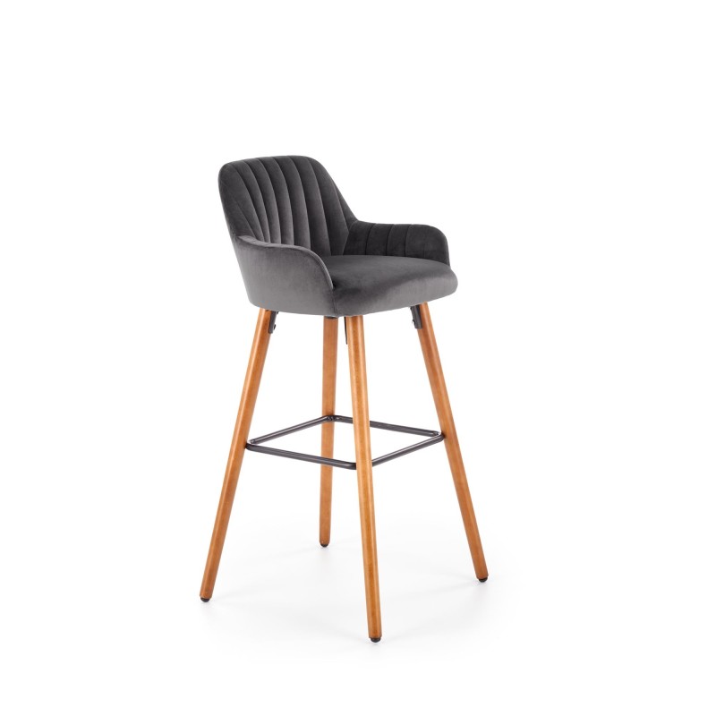 'H93 Bar Stool Legs - Walnut, Upholstery - Dark Ash' 'H93 Bar Stool Legs - Walnut, Upholstery - Dark Ash'