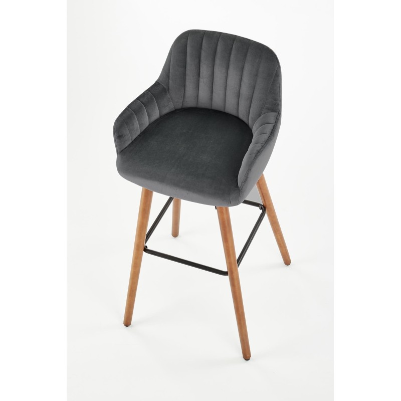 'H93 Bar Stool Legs - Walnut, Upholstery - Dark Ash' 'H93 Bar Stool Legs - Walnut, Upholstery - Dark Ash'