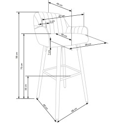 'H93 Bar Stool Legs - Walnut, Upholstery - Dark Ash' 'H93 Bar Stool Legs - Walnut, Upholstery - Dark Ash'