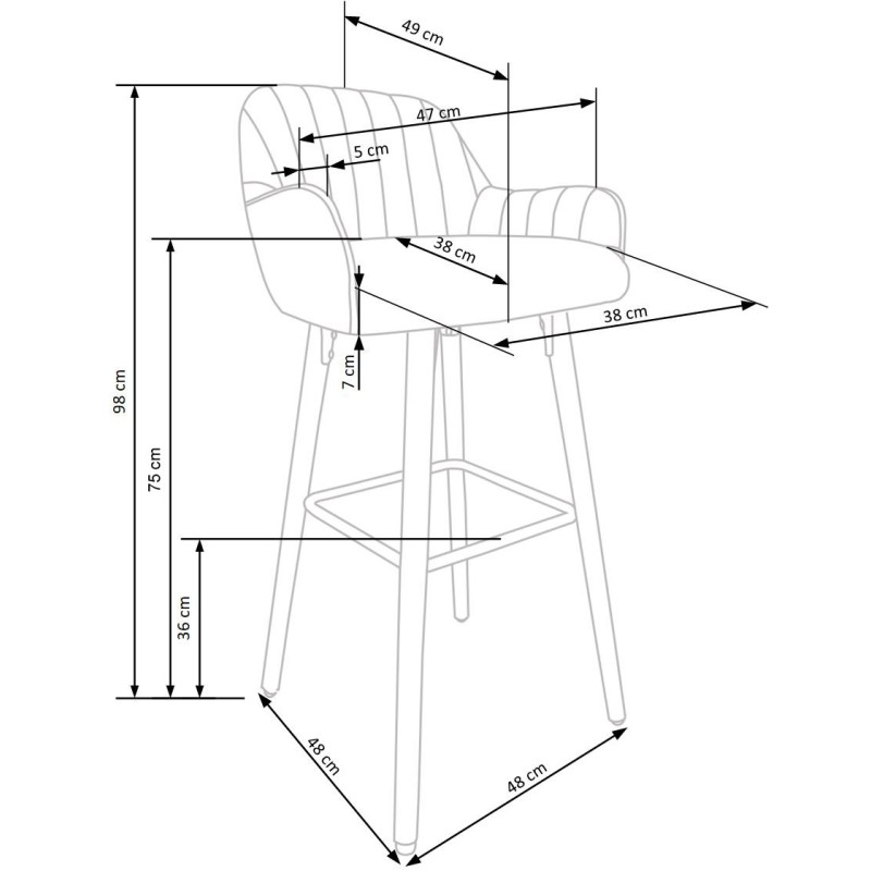 'H93 Bar Stool Legs - Walnut, Upholstery - Dark Ash' 'H93 Bar Stool Legs - Walnut, Upholstery - Dark Ash'