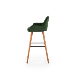 'H93 Bar Stool Legs - Walnut, Upholstery - Dark Green' 'H93 Bar Stool Legs - Walnut, Upholstery - Dark Green'