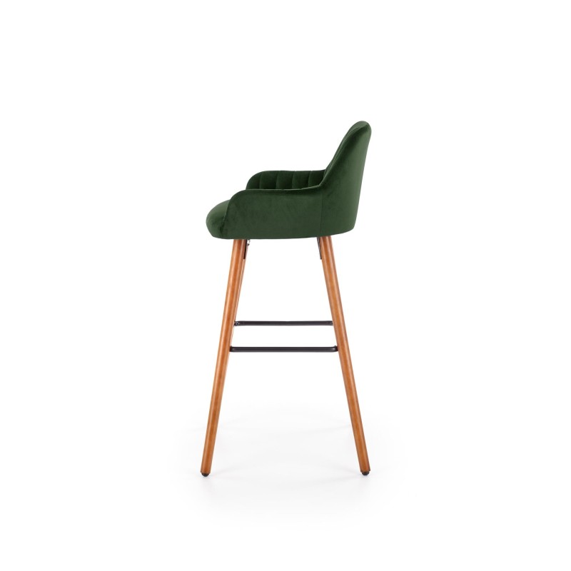 'H93 Bar Stool Legs - Walnut, Upholstery - Dark Green' 'H93 Bar Stool Legs - Walnut, Upholstery - Dark Green'