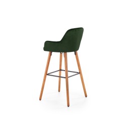 'H93 Bar Stool Legs - Walnut, Upholstery - Dark Green' 'H93 Bar Stool Legs - Walnut, Upholstery - Dark Green'