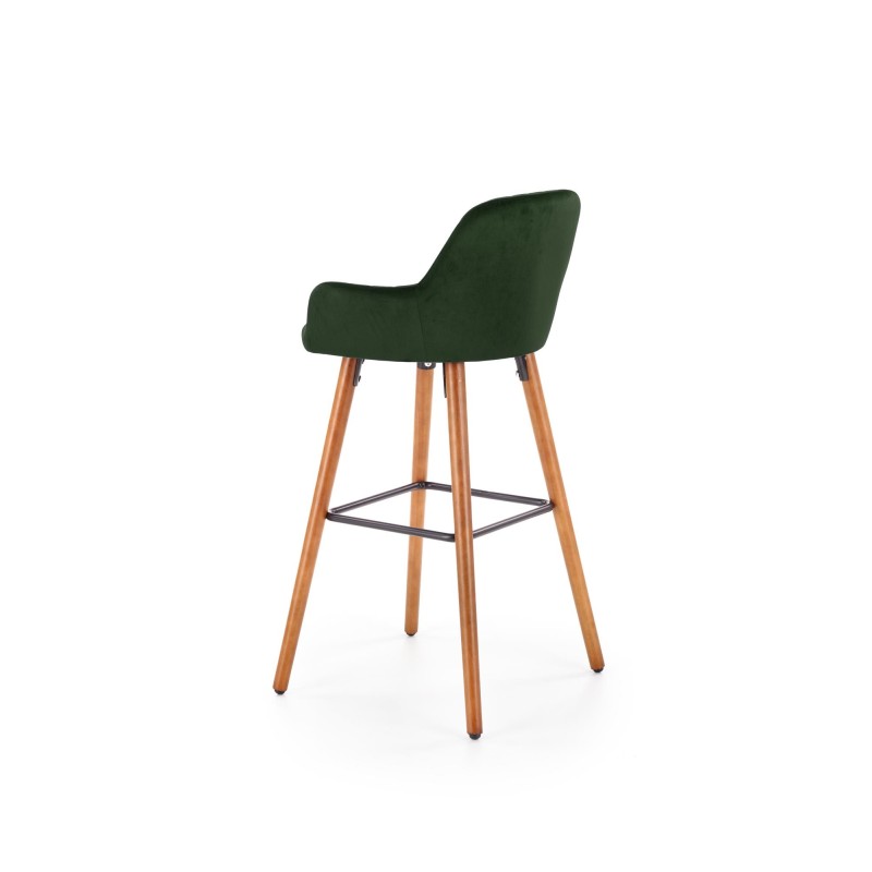 'H93 Bar Stool Legs - Walnut, Upholstery - Dark Green' 'H93 Bar Stool Legs - Walnut, Upholstery - Dark Green'