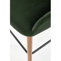 'H93 Bar Stool Legs - Walnut, Upholstery - Dark Green' 'H93 Bar Stool Legs - Walnut, Upholstery - Dark Green'