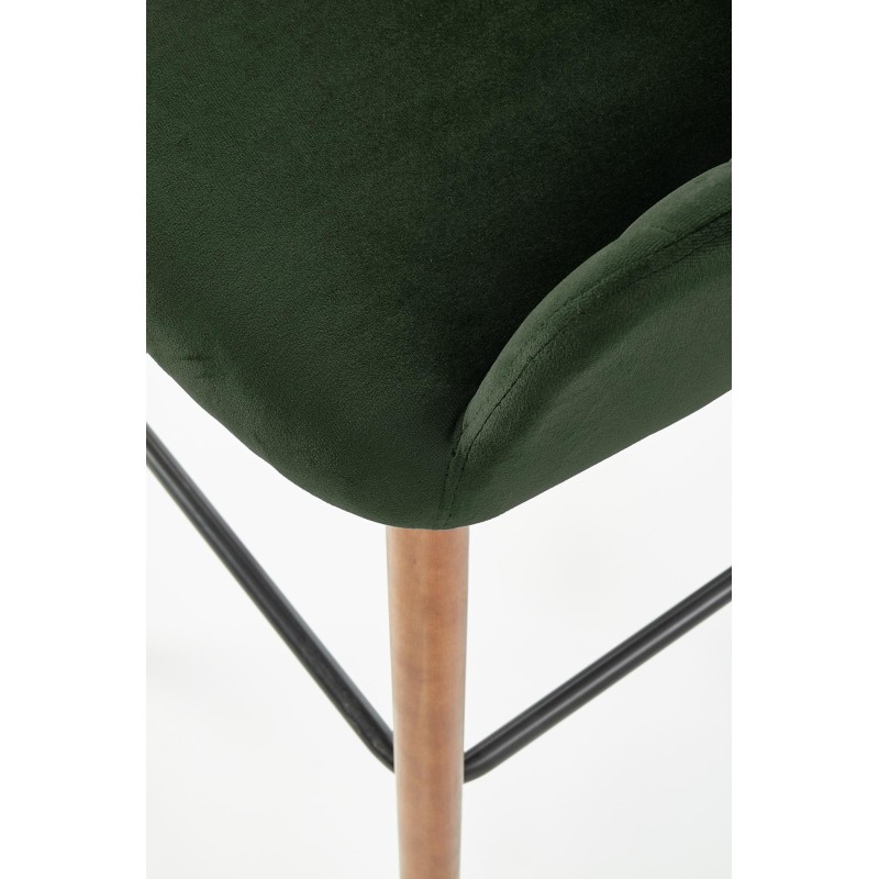 'H93 Bar Stool Legs - Walnut, Upholstery - Dark Green' 'H93 Bar Stool Legs - Walnut, Upholstery - Dark Green'