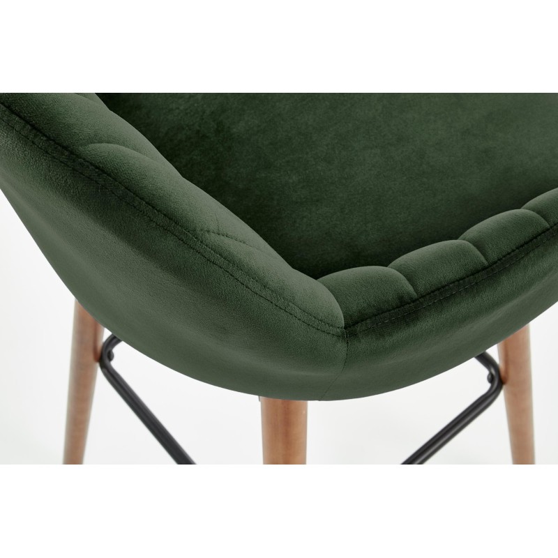 'H93 Bar Stool Legs - Walnut, Upholstery - Dark Green' 'H93 Bar Stool Legs - Walnut, Upholstery - Dark Green'