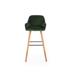 'H93 Bar Stool Legs - Walnut, Upholstery - Dark Green' 'H93 Bar Stool Legs - Walnut, Upholstery - Dark Green'