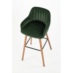 'H93 Bar Stool Legs - Walnut, Upholstery - Dark Green' 'H93 Bar Stool Legs - Walnut, Upholstery - Dark Green'