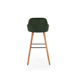 'H93 Bar Stool Legs - Walnut, Upholstery - Dark Green' 'H93 Bar Stool Legs - Walnut, Upholstery - Dark Green'