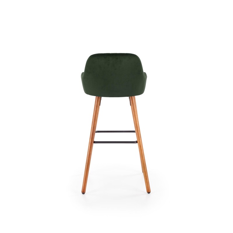 'H93 Bar Stool Legs - Walnut, Upholstery - Dark Green' 'H93 Bar Stool Legs - Walnut, Upholstery - Dark Green'