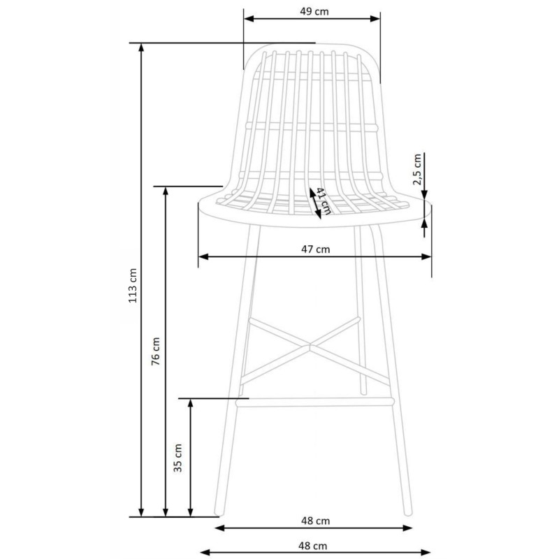 'H97 Black / Natural Bar Stool' 'H97 Black / Natural Bar Stool'