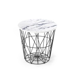 'HARISSA_B Black Frame Coffee Table - White Marble Top' 'HARISSA_B Black Frame Coffee Table - White Marble Top'