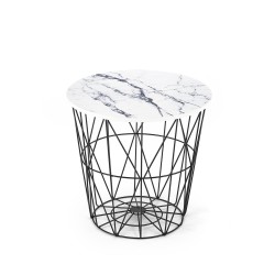 'HARISSA_B Black Frame Coffee Table - White Marble Top' 'HARISSA_B Black Frame Coffee Table - White Marble Top'