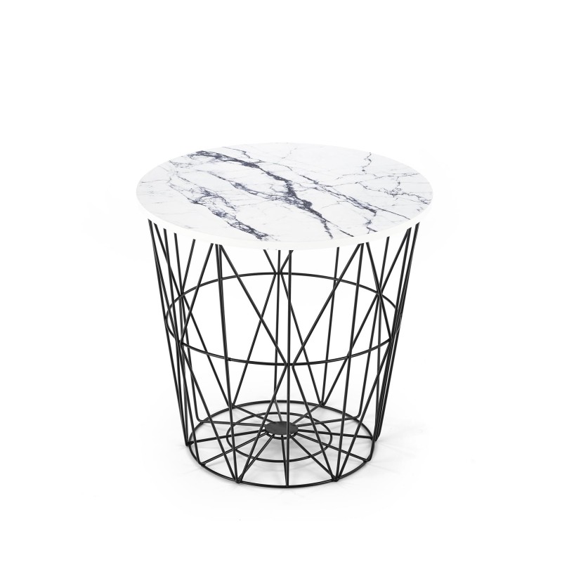 'HARISSA_B Black Frame Coffee Table - White Marble Top' 'HARISSA_B Black Frame Coffee Table - White Marble Top'